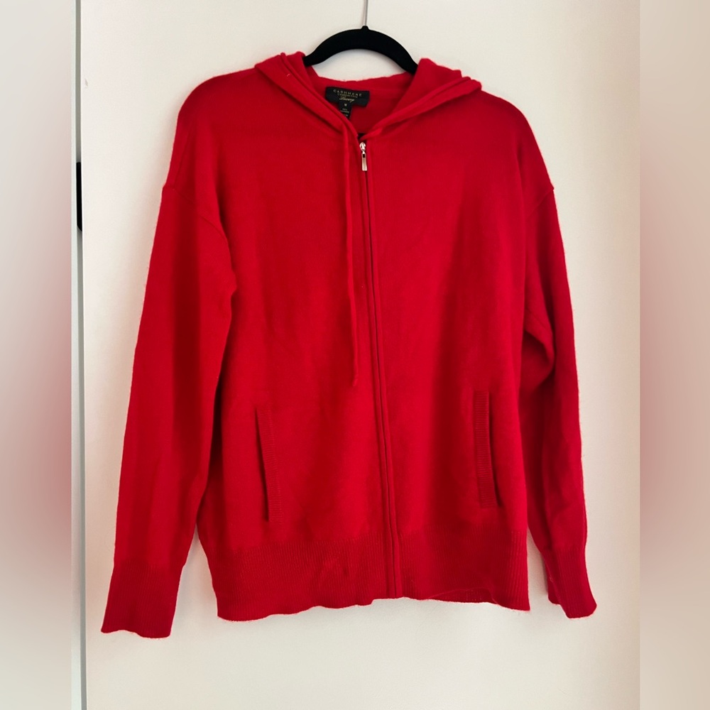 Charter Club Luxury Zip Up Hoodie Sweater Red! Small hole near armpit
